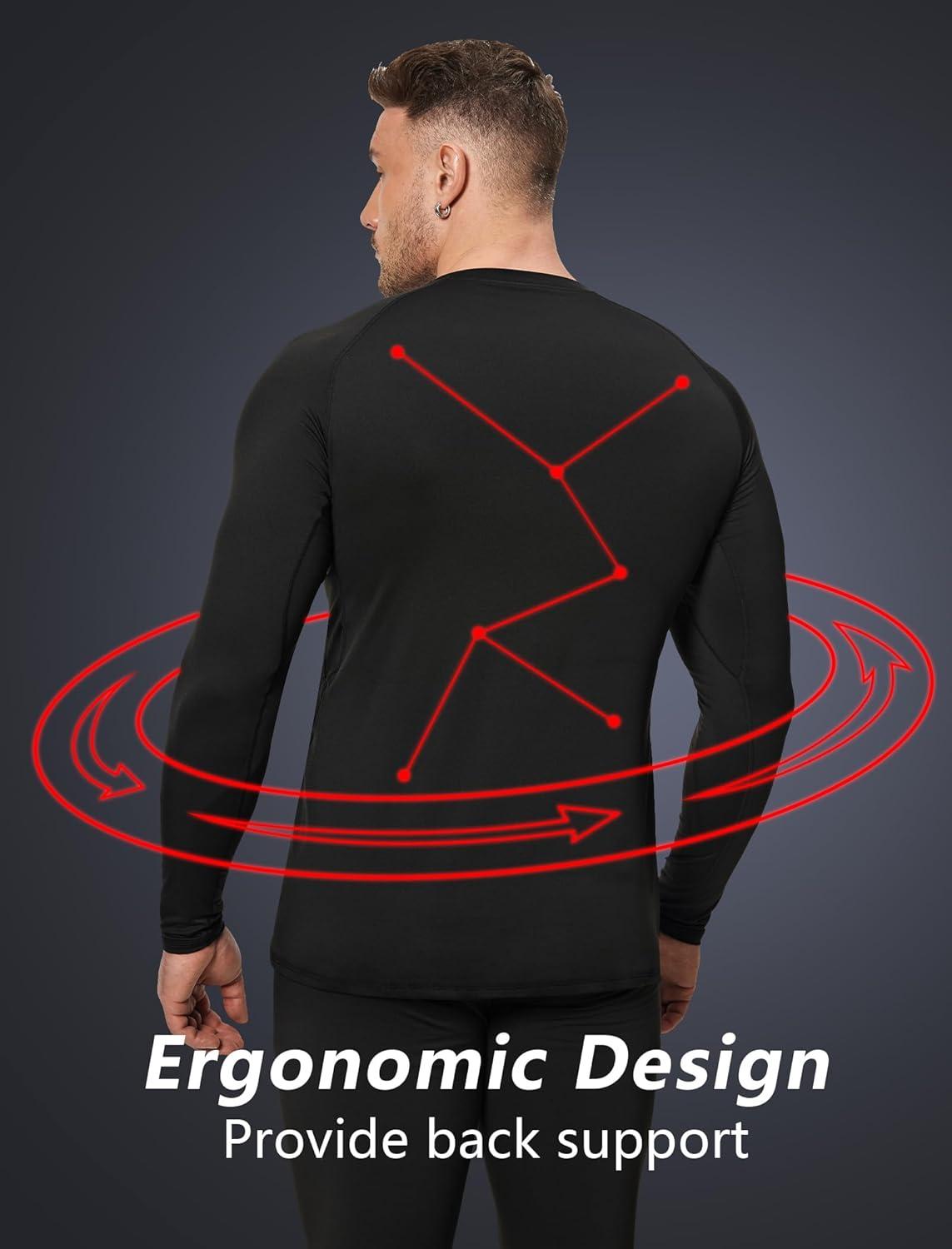 image3 Pack Mens Thermal Shirts Fleece Compression Shirts Athletic Base Layer Top Cold Weather Gear Long Sleeve Underwear