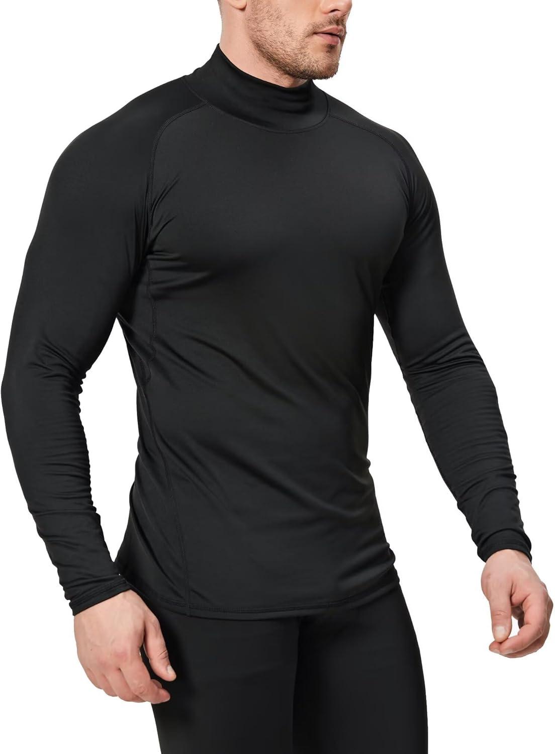 image5 Pack Mens Thermal Turtle Mock Neck Shirts Long Sleeve Compression Fleece Lined Shirts Undershirt Base Layer TopsDark BlueDark GreyWhite2black