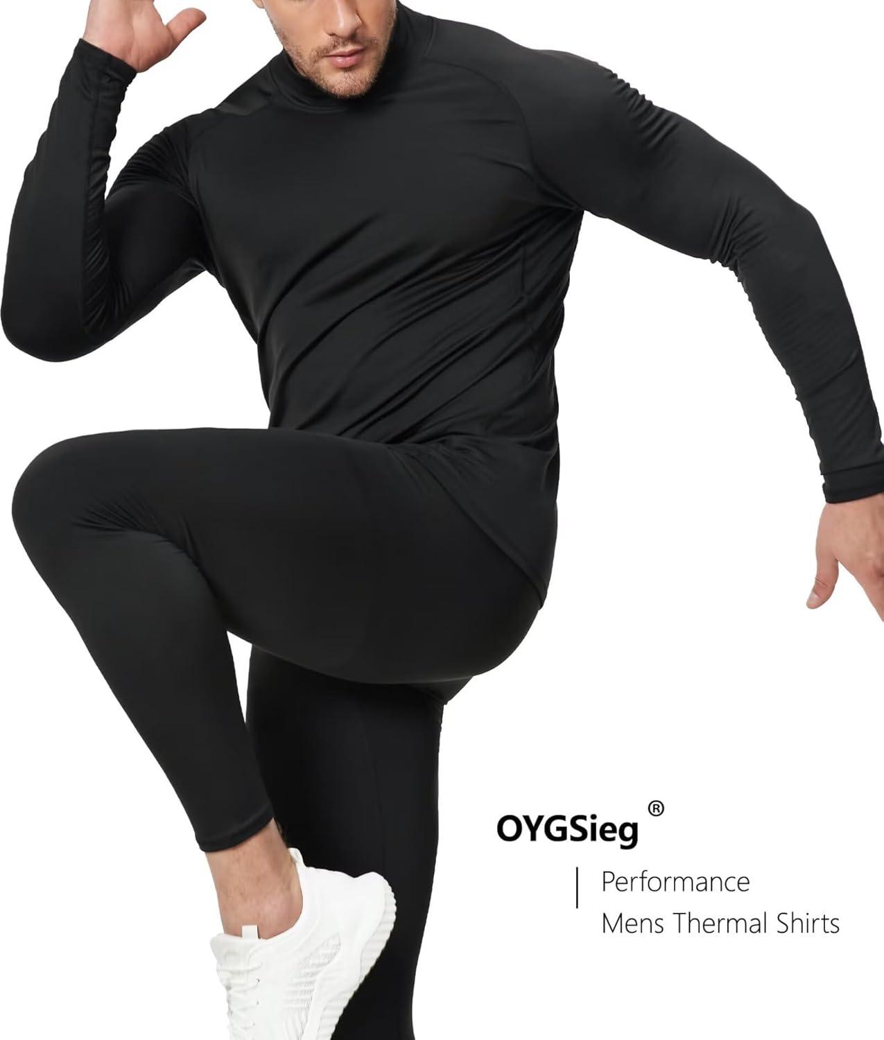 image5 or 4 Pack Mens Thermal Compression Shirts Fleece Lined Long Sleeve Mock Neck Athletic Base Layer Top Winter Cold Gear