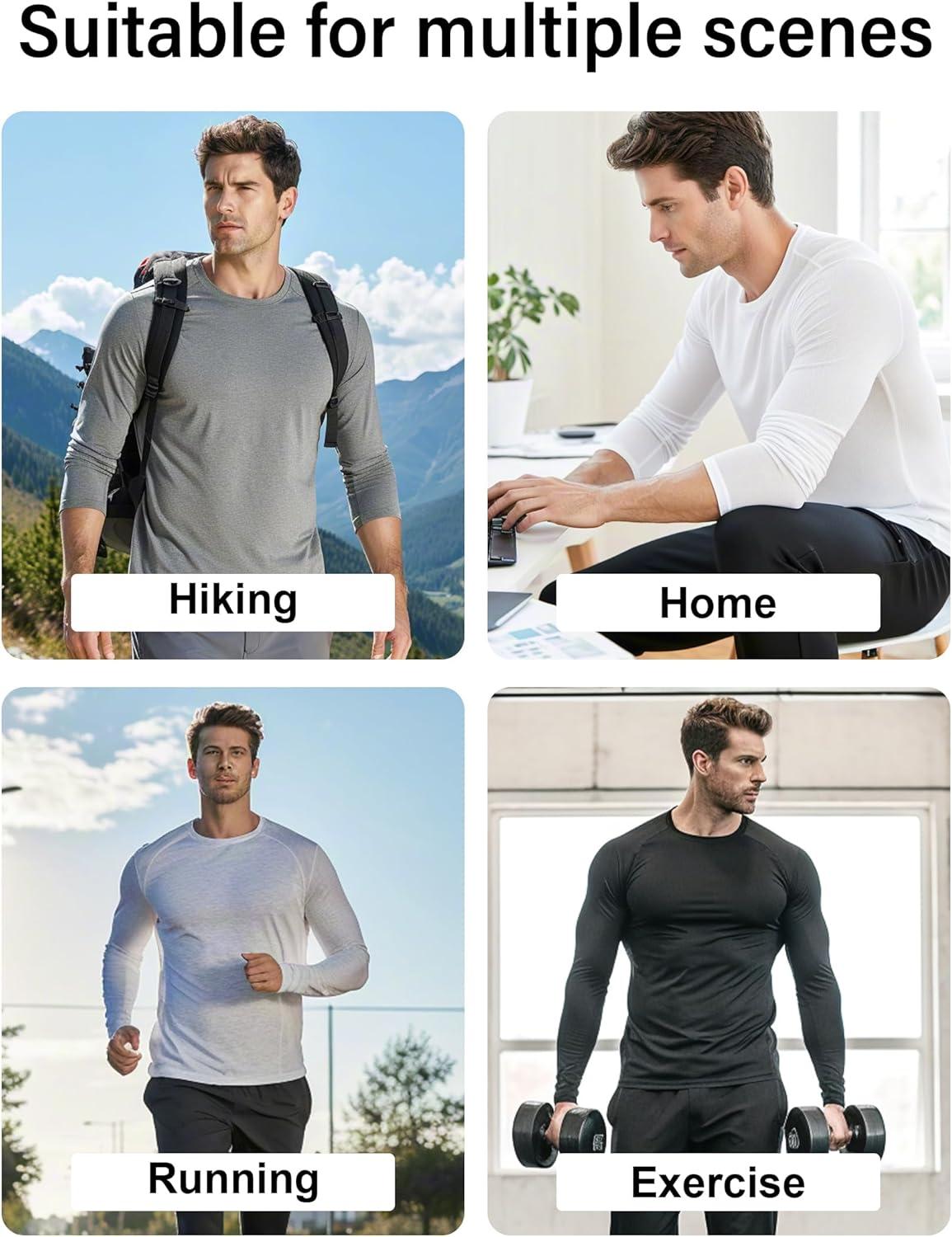 image6 Pack Mens Quick Dry Long Sleeve Shirts UPF 50 UV Sun Protection SPF Shirt Moisture Wicking TShirt for Casual WorkoutBlackSky BlueGreyNavyDark GreyWhite6 Pack