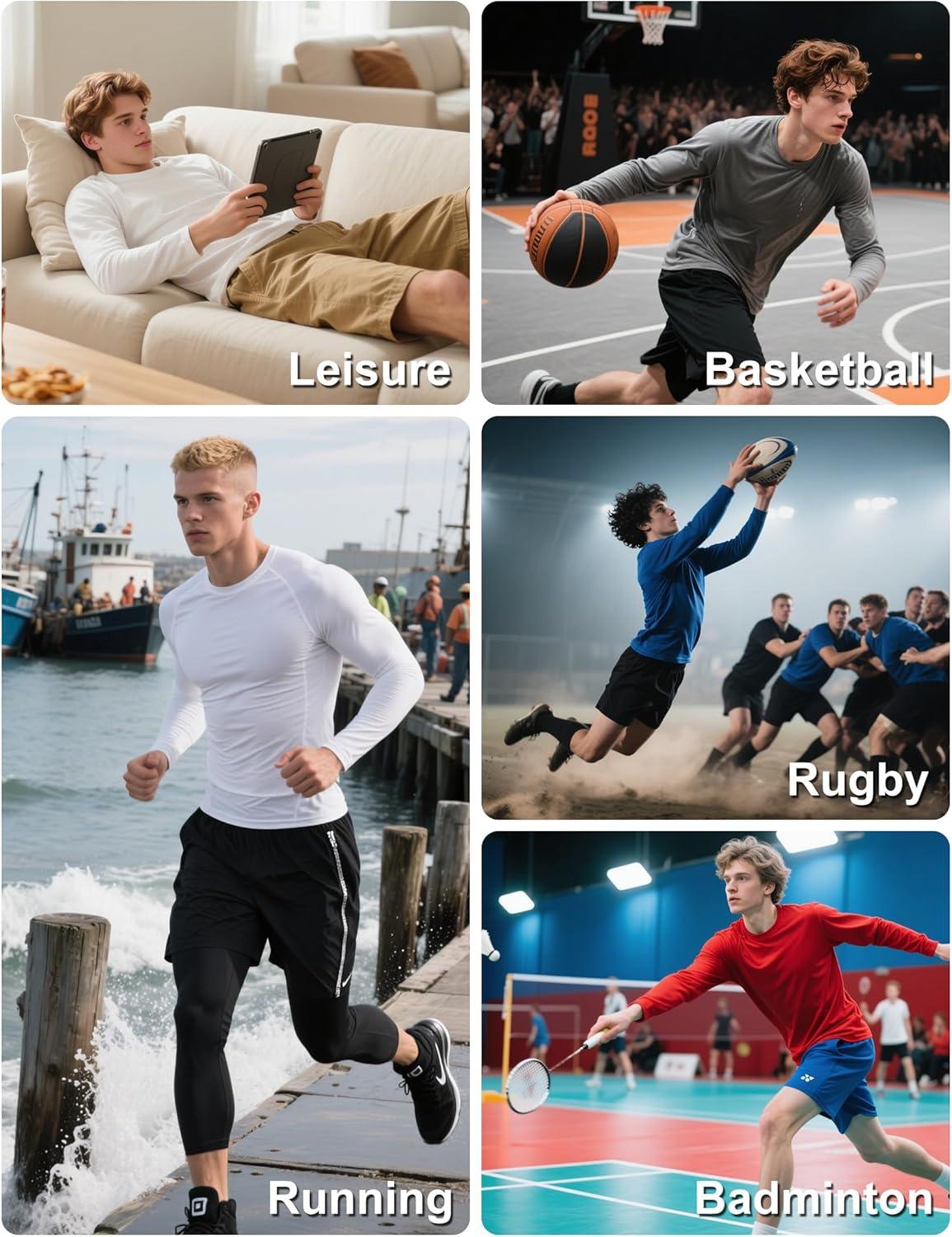 image7 Pack Long Sleeve Shirts for Men Moisture Wicking Sun Protection UV UPF 50 SPF Performance Quick Dry TShirt for CasualLight BlueGreyBlueHeather BlackRedBlackDark Black