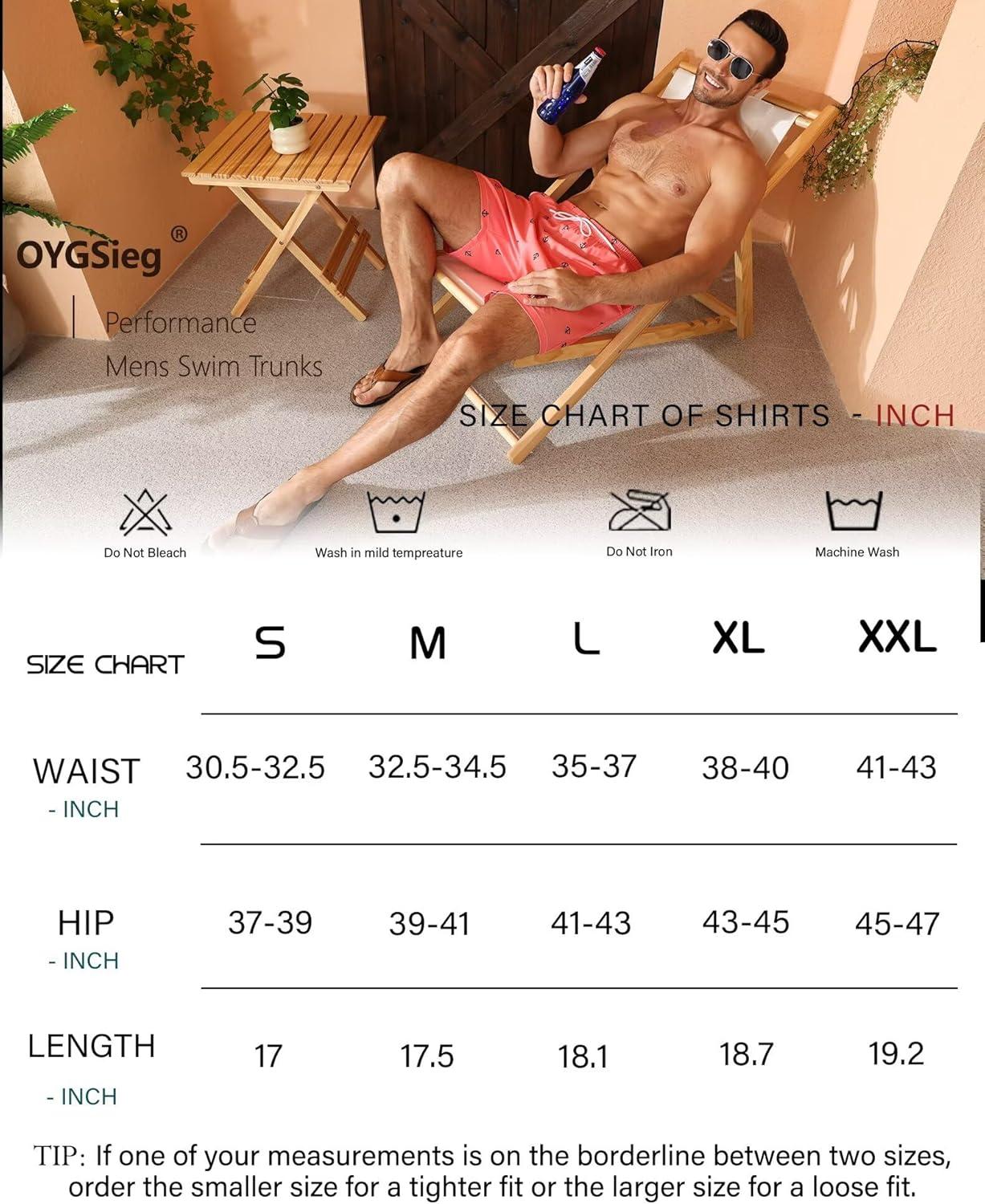 imageOYGSieg 2 in 1 Mens Swim Trunks 7 Inch Board Shorts Quick Dry Swim Shorts Suit with PocketsRose Anchor