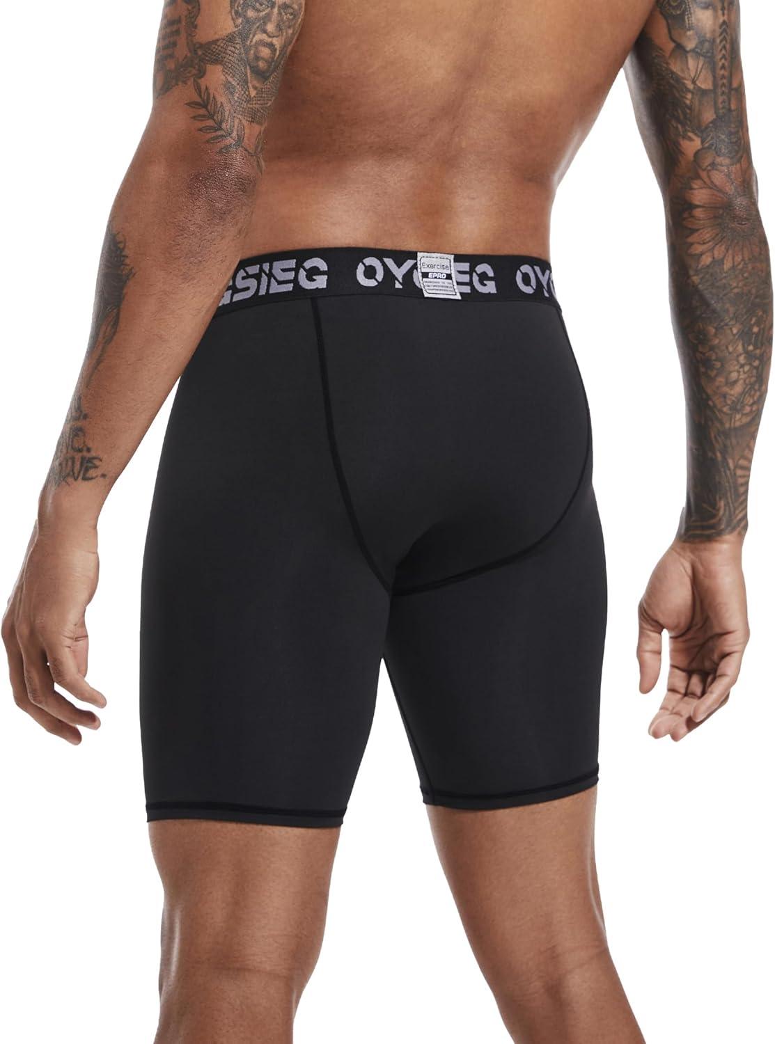 imageOYGSieg 3 Pack Compression Shorts Men Spandex Athletic Underwear Performance Boxer Briefs Workout Baselayer