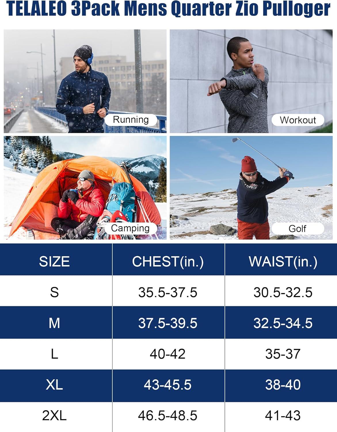 imageOYGSieg 3 Pack Mens Quarter Zip Pullover Thermal Fleece Lined Sweatshirts Long Sleeve 14 Half Zip Tops