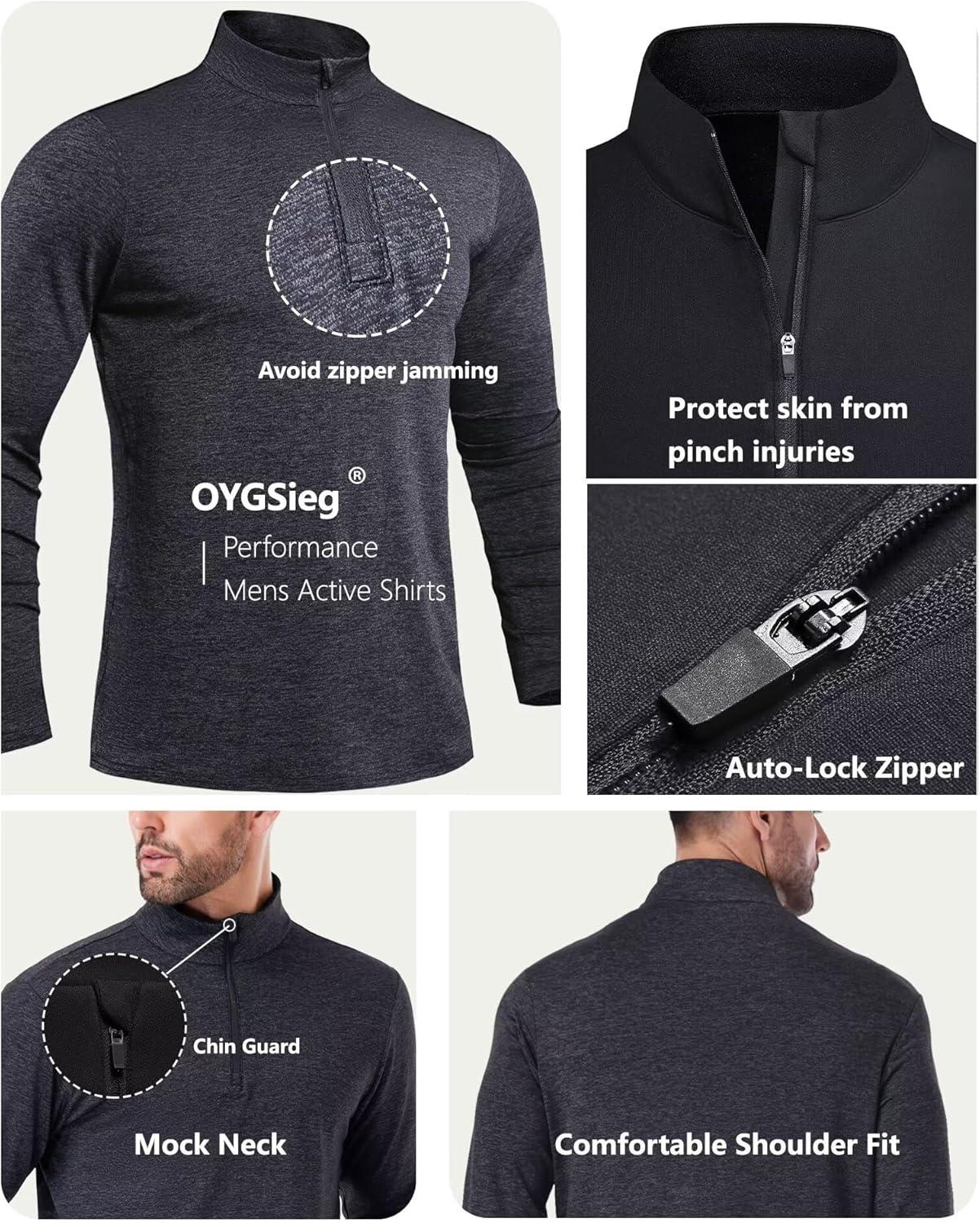 imageOYGSieg 4 Pack Mens Quarter Zip Pullover Lightweight Quick Dry Active Casual Athletic Long Sleeve TopsBlackDark GreyLight GrayBlue Seta