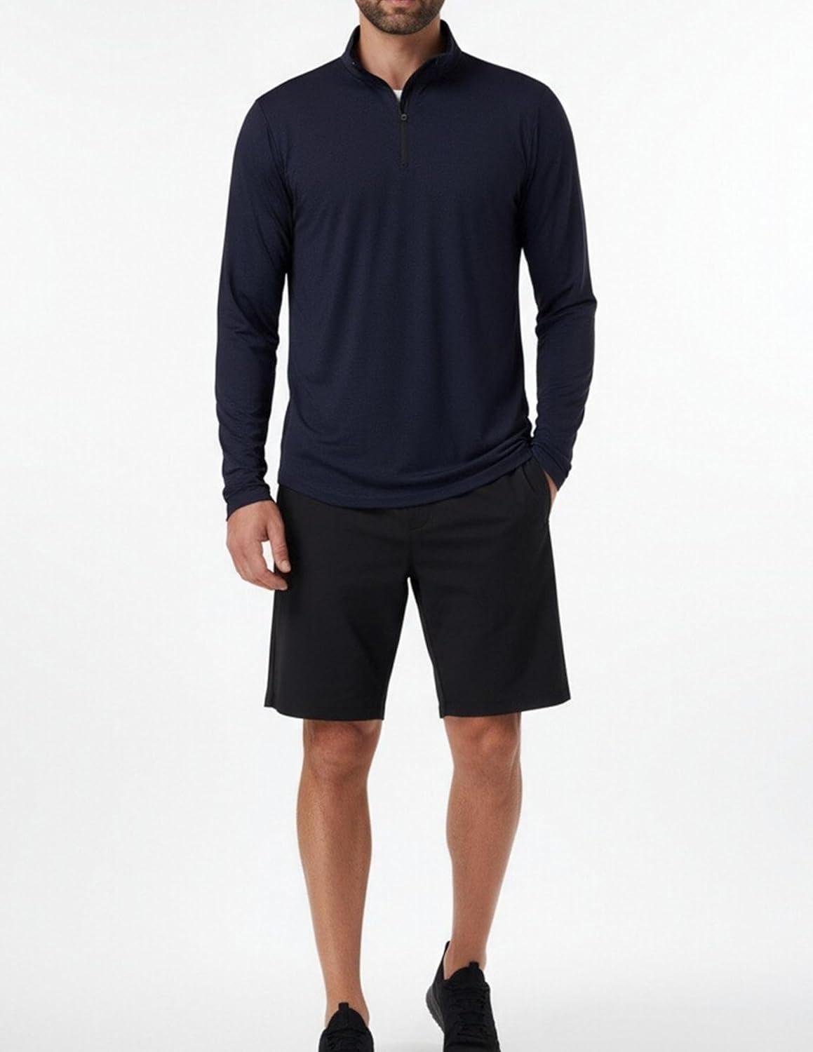 imageOYGSieg 4 Pack Mens Quarter Zip Pullover Lightweight Quick Dry Active Casual Athletic Long Sleeve TopsBlackDark GreyLight GrayBlue Seta