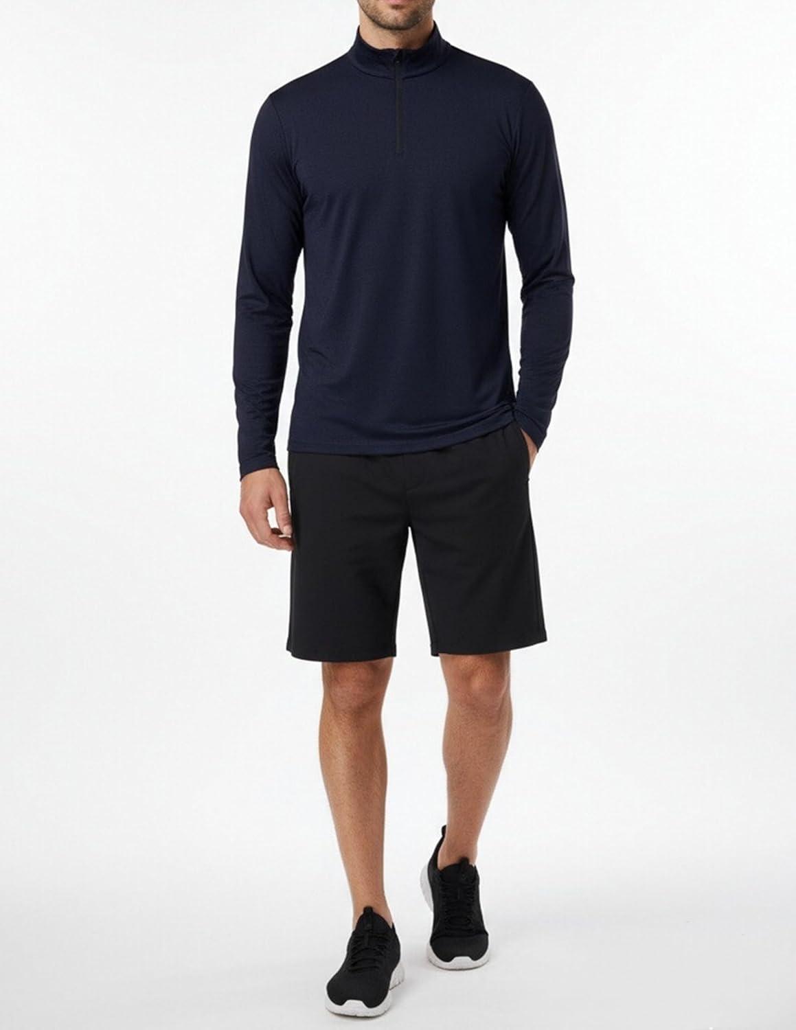 imageOYGSieg 4 Pack Mens Quarter Zip Pullover Lightweight Quick Dry Active Casual Athletic Long Sleeve TopsBlackDark GreyLight GrayBlue Seta