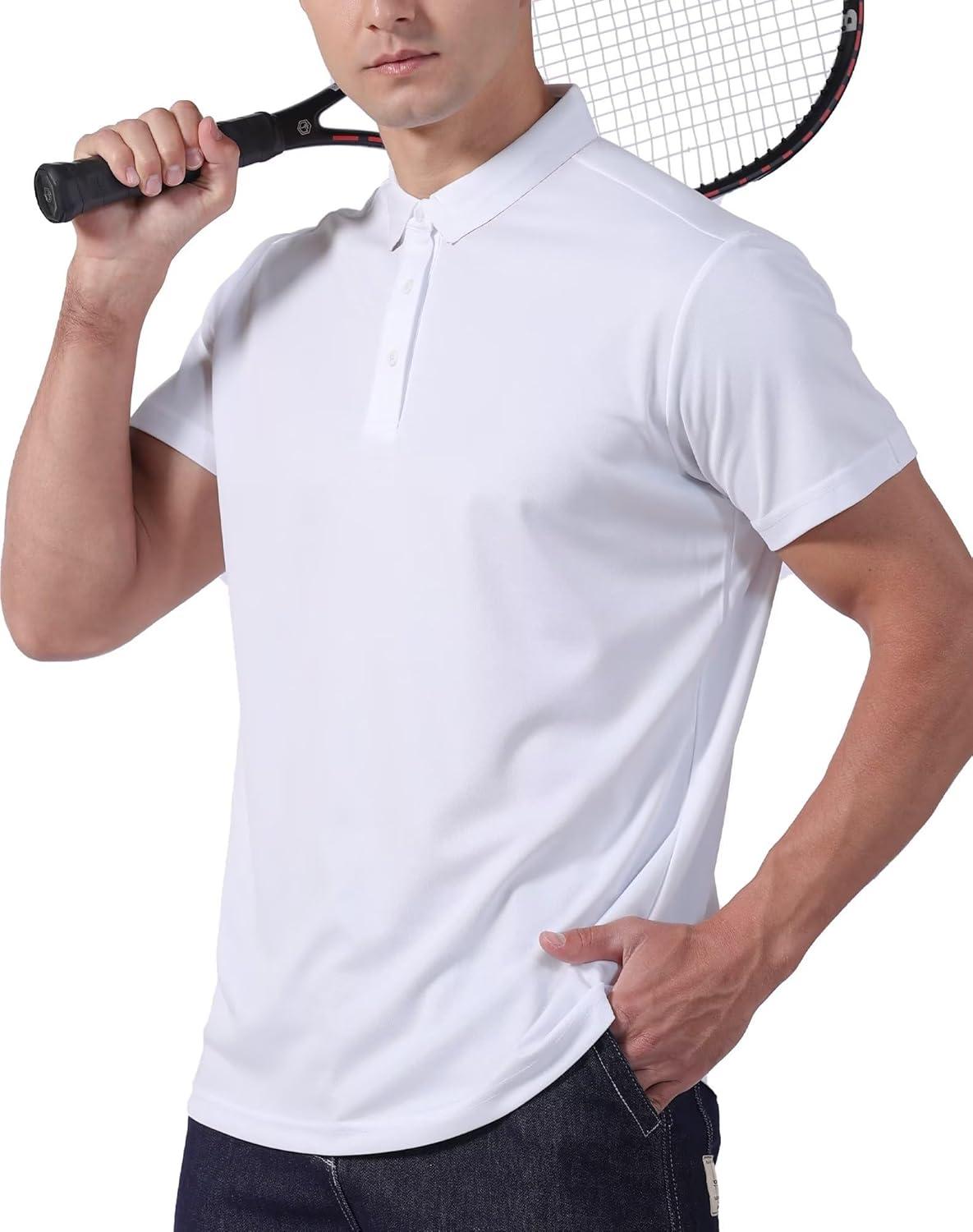 imageOYGSieg 5 Pack Mens Polo Shirt Short Sleeve Tactical Shirts Quick Dry Performance Golf Shirt Pique Jersey Outdoor ShirtRoyal Blue Black White Navy Noon Blue Set B