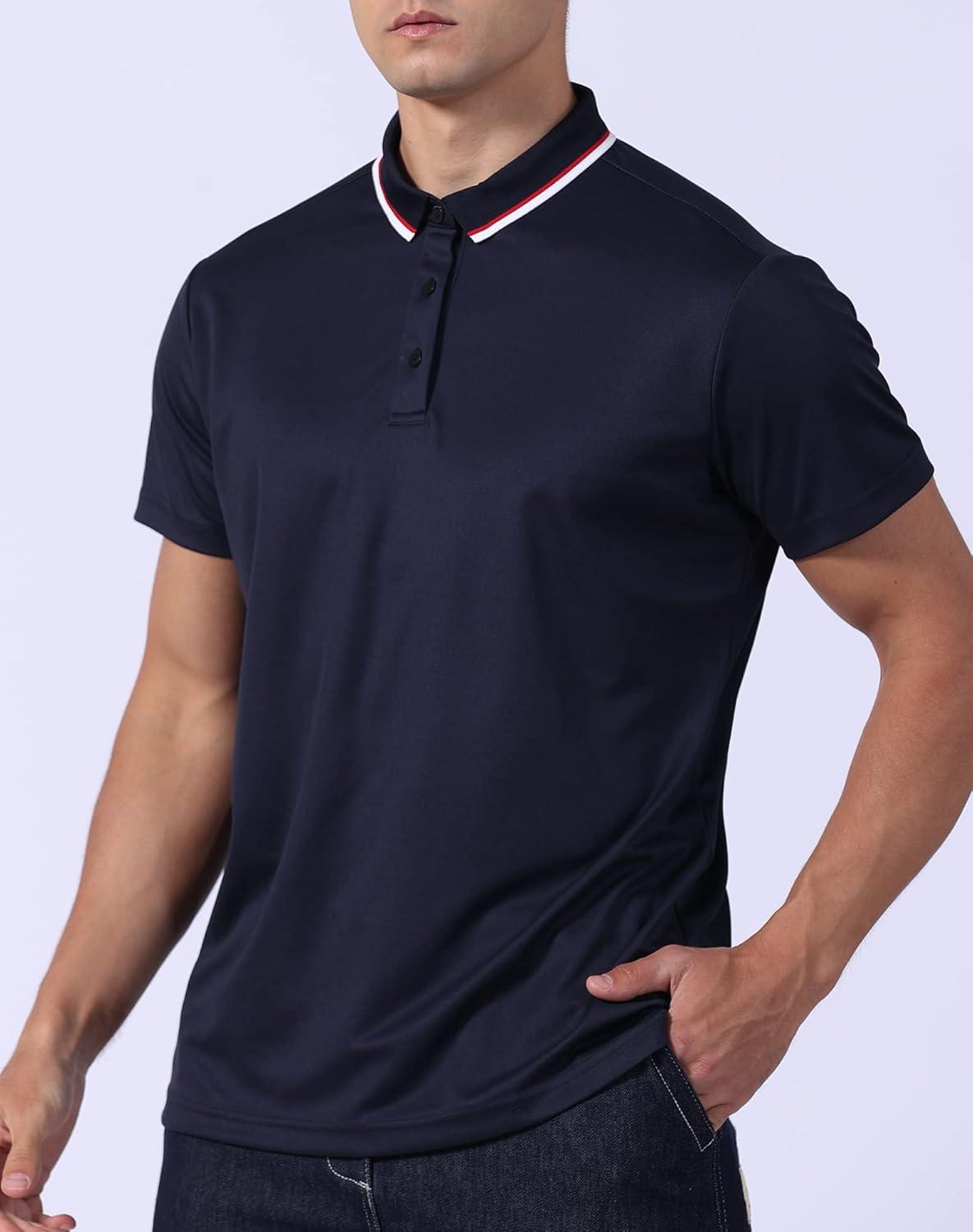 imageOYGSieg 5 Pack Mens Polo Shirt Short Sleeve Tactical Shirts Quick Dry Performance Golf Shirt Pique Jersey Outdoor ShirtRoyal Blue Black White Navy Noon Blue 5 Pack