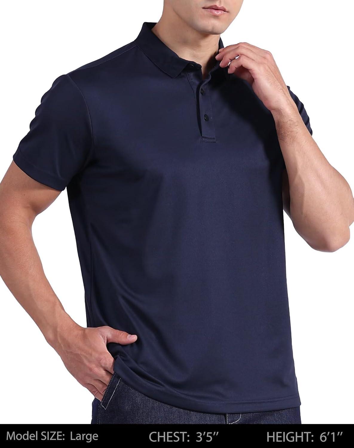 imageOYGSieg 5 Pack Mens Polo Shirt Short Sleeve Tactical Shirts Quick Dry Performance Golf Shirt Pique Jersey Outdoor ShirtSetc