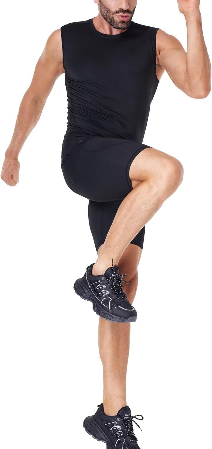 imageOYGSieg 56 Pack Mens Athletic Compression Shirts Sleeveless Tank Top Base Layer Sports Workout Shirts for Basketball3white2blackGray6 Pack