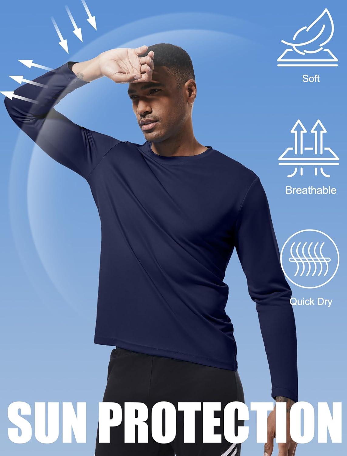 imageOYGSieg 6 Pack Long Sleeve Shirts for Men Moisture Wicking UPF SPF Sun Protection Tee Shirts Workout T Shirts CasualSetc6 Pack