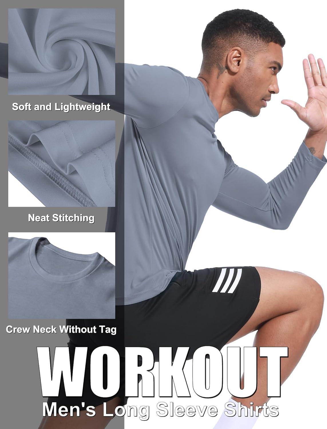 imageOYGSieg 6 Pack Long Sleeve Shirts for Men Moisture Wicking UPF SPF Sun Protection Tee Shirts Workout T Shirts CasualSetc6 Pack