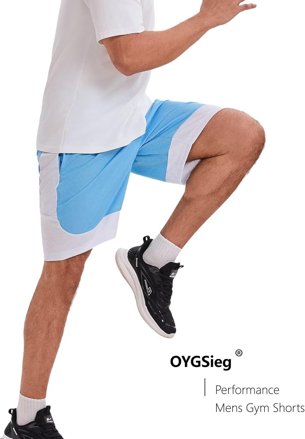 imageOYGSieg 6 Pack Mens Mesh Athletic Basketball Shorts Gym Shorts with Pockets Quick Dry Workout Running Shorts Casual for MenSeta