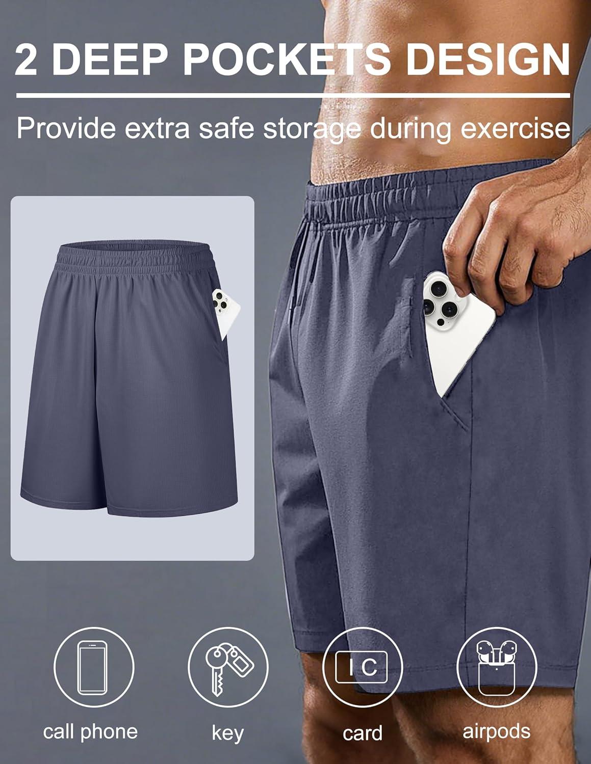 imageOYGSieg 6 Pack Mens Mesh Athletic Basketball Shorts Gym Shorts with Pockets Quick Dry Workout Running Shorts Casual for MenSetb