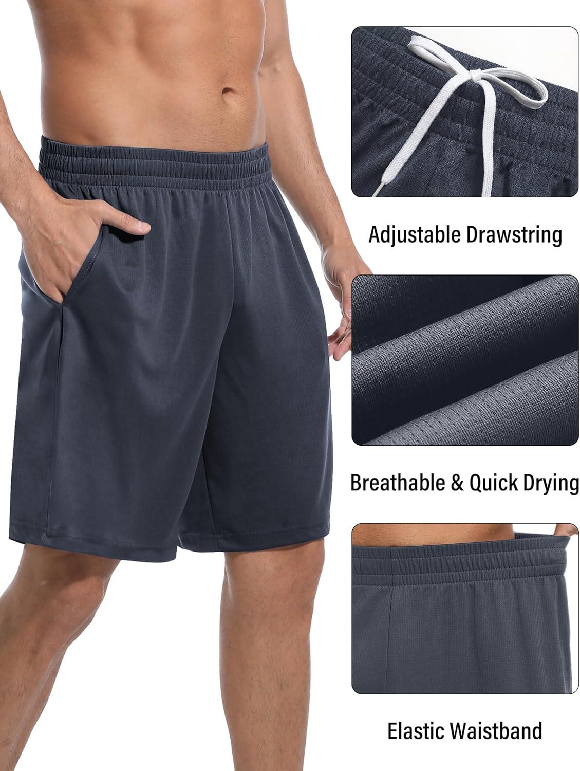 imageOYGSieg 6 Pack Mens Mesh Athletic Basketball Shorts Gym Shorts with Pockets Quick Dry Workout Running Shorts Casual for MenSetb