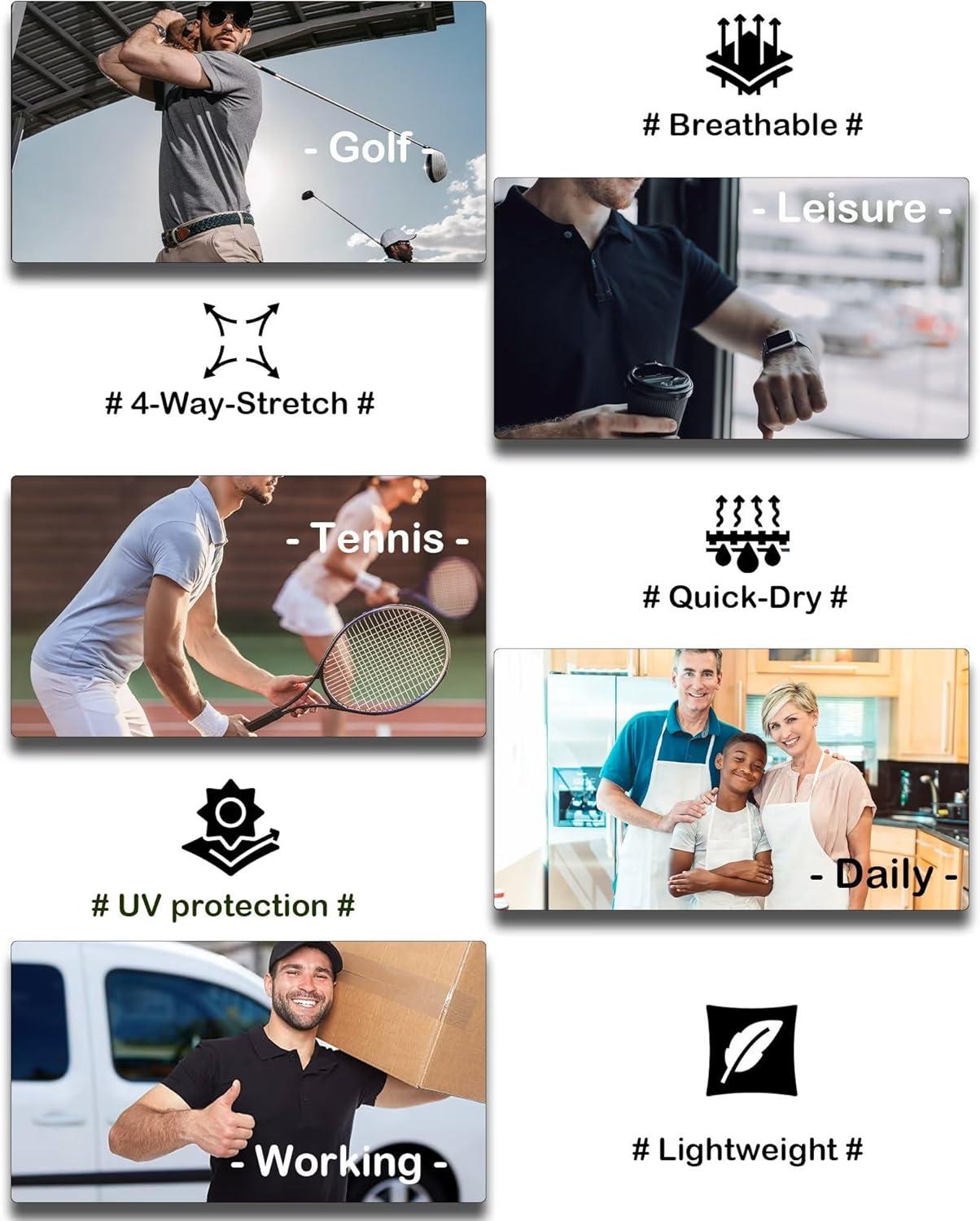 imageOYGSieg 6 Pack Mens Polo Shirts Performance Short Sleeve Golf Shirt Moisture Wicking Athletic Casual Collared TShirtBlackDark GreyPurpleLight GreyBlueRed Seta 6 Pack