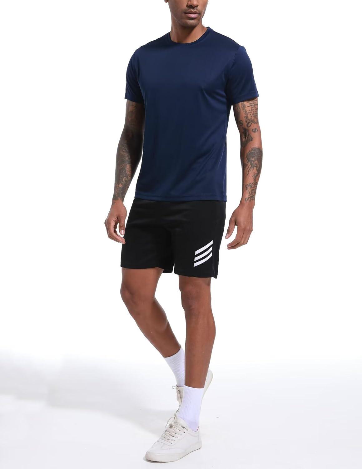 imageOYGSieg 6 Pack Workout Shirts for Men Short Sleeve Athletic Active Tops Quick Dry Crew Neck T Shirt for RunningBlackNavyLight BlueBlueRedGreen