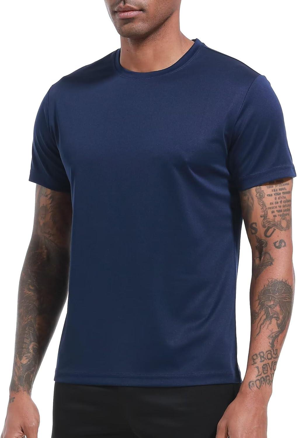 imageOYGSieg 6 Pack Workout Shirts for Men Short Sleeve Athletic Active Tops Quick Dry Crew Neck T Shirt for RunningBlackNavyLight BlueBlueRedGreen