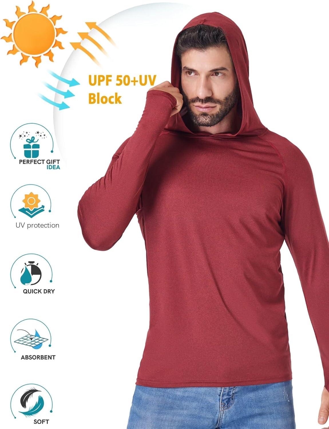 imageOYGSieg Mens Athletic Hoodies Long Sleeve Fishing Shirts for Men UPF 50 SPF UV Sun Protection Shirts Rash GuardsBlackBlueGreyRed 4pack Seta