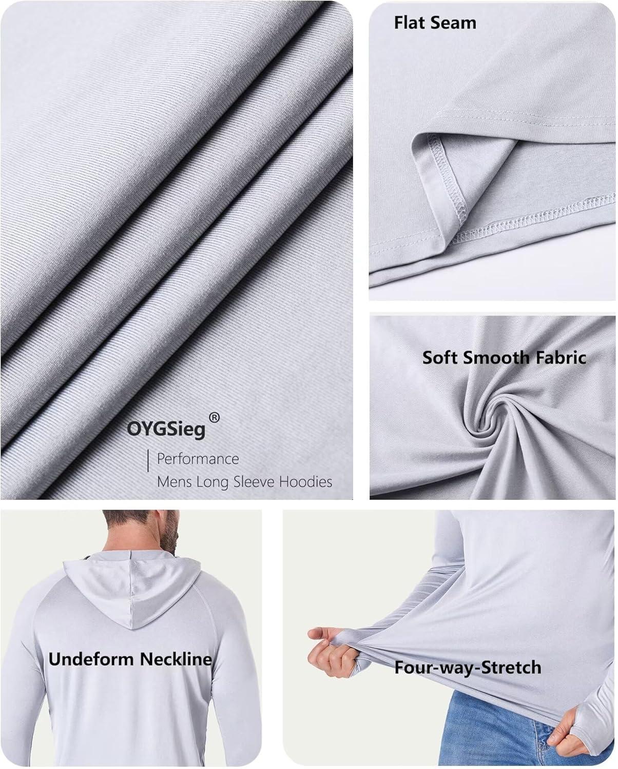 imageOYGSieg Mens Athletic Hoodies Long Sleeve Fishing Shirts for Men UPF 50 SPF UV Sun Protection Shirts Rash GuardsBlackBlueGreyRed 4pack Seta