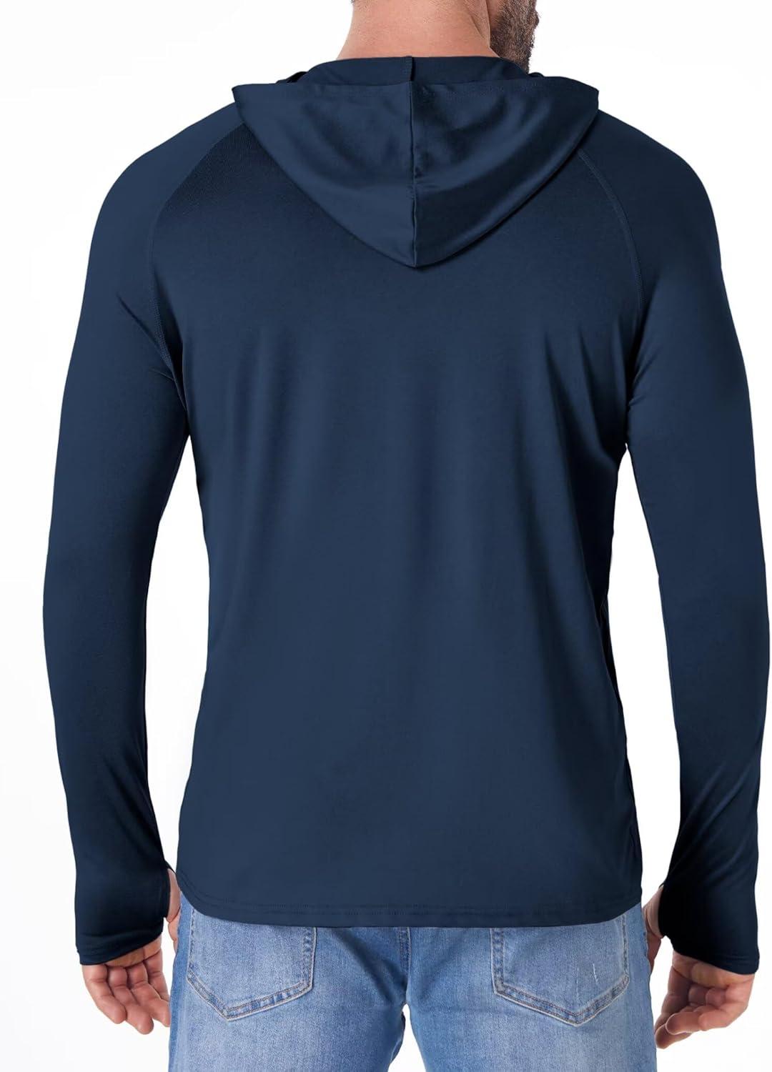 imageOYGSieg Mens Athletic Hoodies Long Sleeve Fishing Shirts for Men UPF 50 SPF UV Sun Protection Shirts Rash GuardsBlackSky BlueWhiteNavy