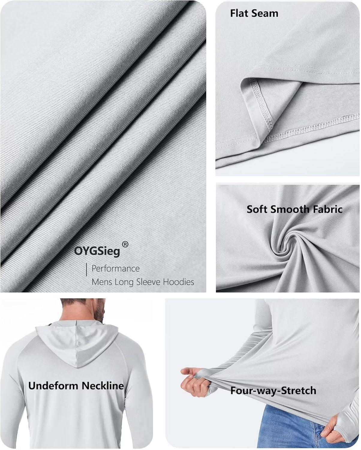 imageOYGSieg Mens Athletic Hoodies Long Sleeve Fishing Shirts for Men UPF 50 SPF UV Sun Protection Shirts Rash GuardsBlackSky BlueWhiteNavy