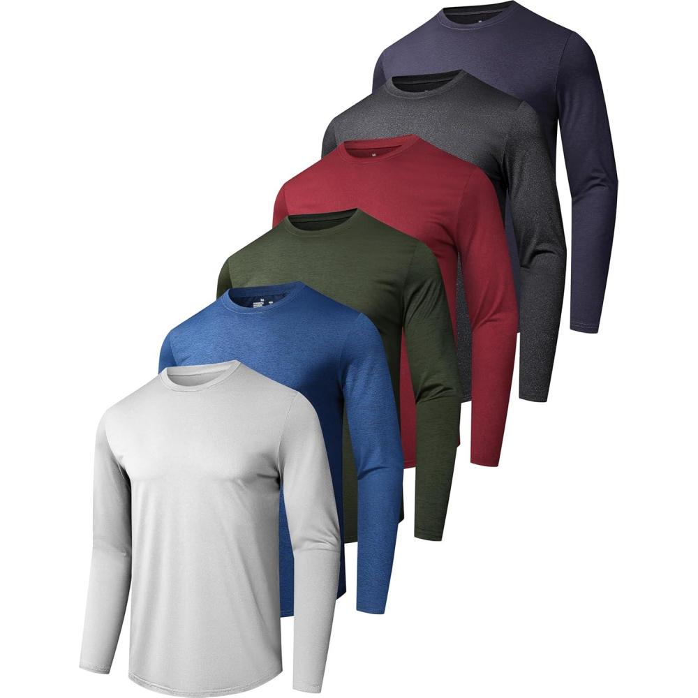image6 Pack Mens Quick Dry Long Sleeve Shirts UPF 50 UV Sun Protection SPF Shirt Moisture Wicking TShirt for Casual WorkoutBlackGreenBlueLight GreyRedDark Grey6 Pack