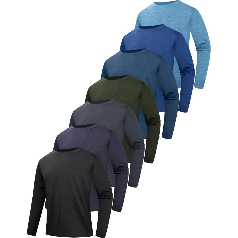 image7 Pack Long Sleeve Shirts for Men Moisture Wicking Sun Protection UV UPF 50 SPF Performance Quick Dry TShirt for CasualBlackGreenDark BlueDark GreySky BlueBlue7 Pack