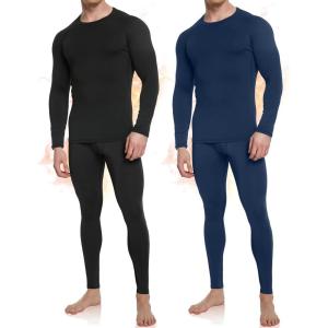 OYGSieg 3 or 2 Set Men’s Thermal Underwear Long Johns with Fleece Lined, Thermals for Men Base Layer Cold Weather Top Bottom(Black/Blue)