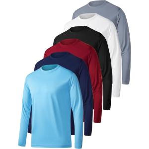 OYGSieg 6 Pack Long Sleeve Shirts for Men Moisture Wicking UPF SPF Sun Protection Tee Shirts Workout T Shirts Casual(Setb(6 Pack))