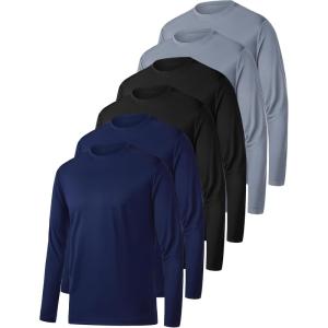 OYGSieg 6 Pack Long Sleeve Shirts for Men Moisture Wicking UPF SPF Sun Protection Tee Shirts Workout T Shirts Casual(Setc(6 Pack))