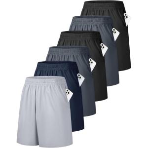 OYGSieg 6 Pack Mens Mesh Athletic Basketball Shorts Gym Shorts with Pockets, Quick Dry Workout Running Shorts Casual for Men(Setb)