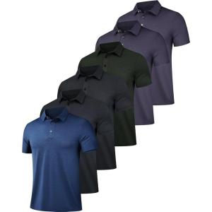 OYGSieg 6 Pack Mens Polo Shirts Performance Short Sleeve Golf Shirt Moisture Wicking Athletic Casual Collared T-Shirt(Setc(6 Pack))