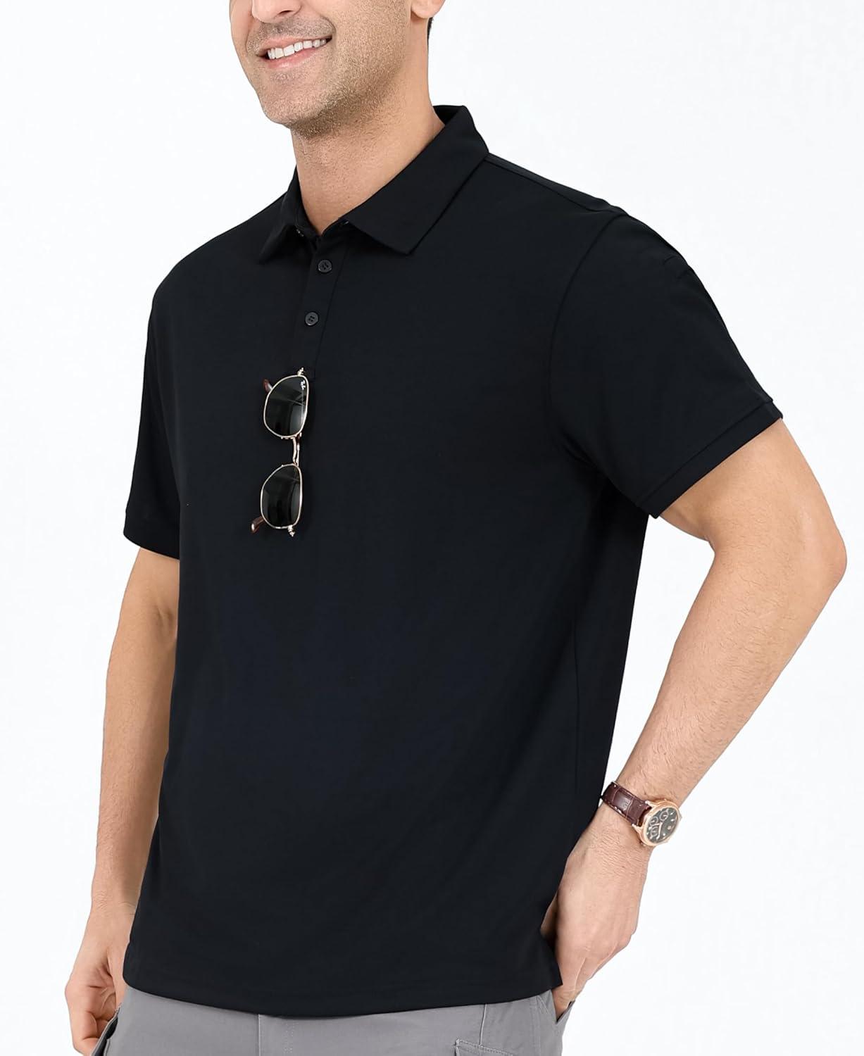 imageOYGSieg 5 Pack Mens Polo Shirts Quick Dry Performance Tactical Short Sleeve Golf Polo Shirts Casual Stylish Collared TShirts