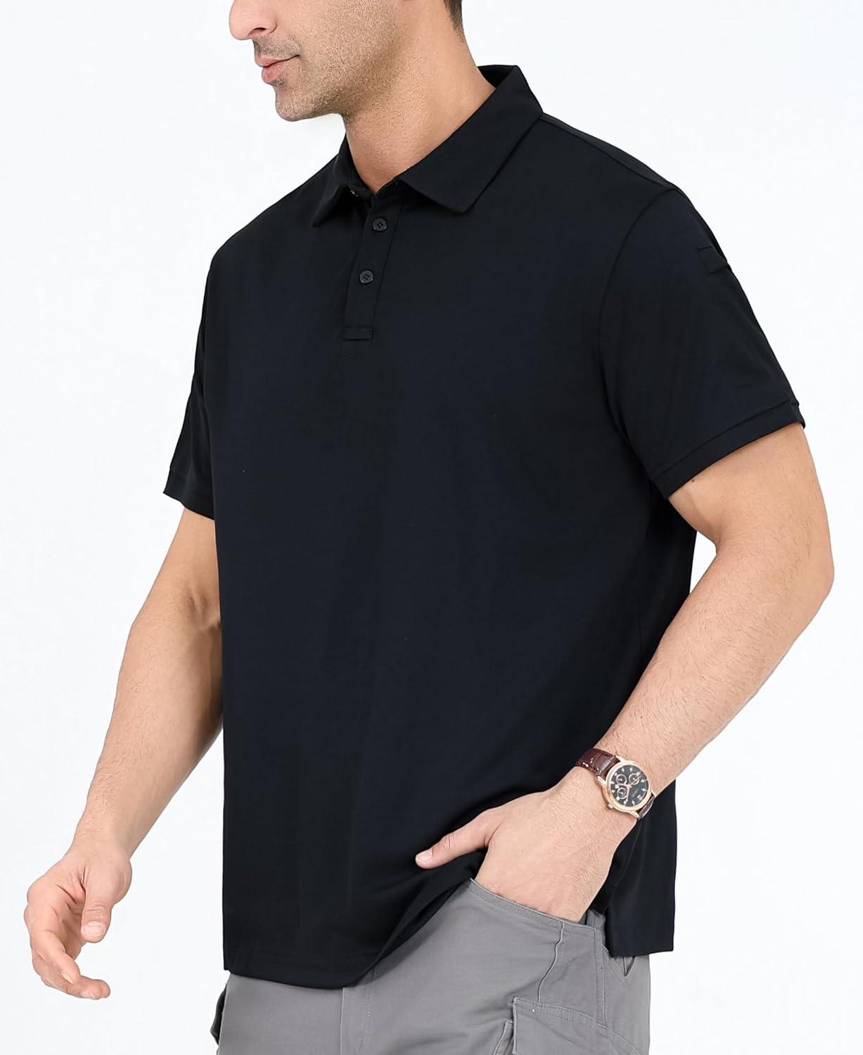 imageOYGSieg 5 Pack Mens Polo Shirts Quick Dry Performance Tactical Short Sleeve Golf Polo Shirts Casual Stylish Collared TShirts