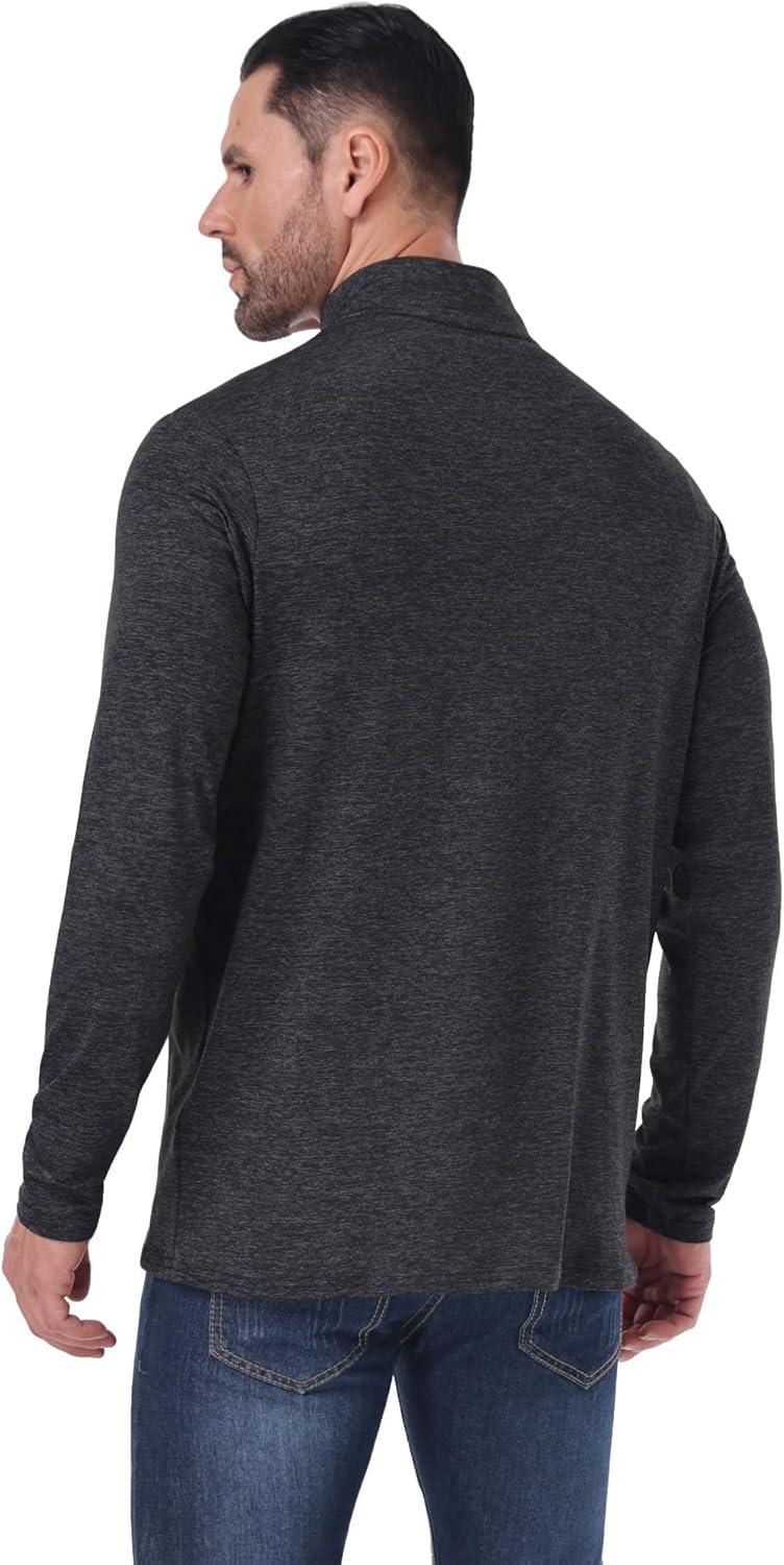 imageOYGSieg 3 Pack Mens Quarter Zip Pullover Thermal Fleece Lined Sweatshirts Long Sleeve 14 Half Zip Tops3 Packblackgreyheather Grey