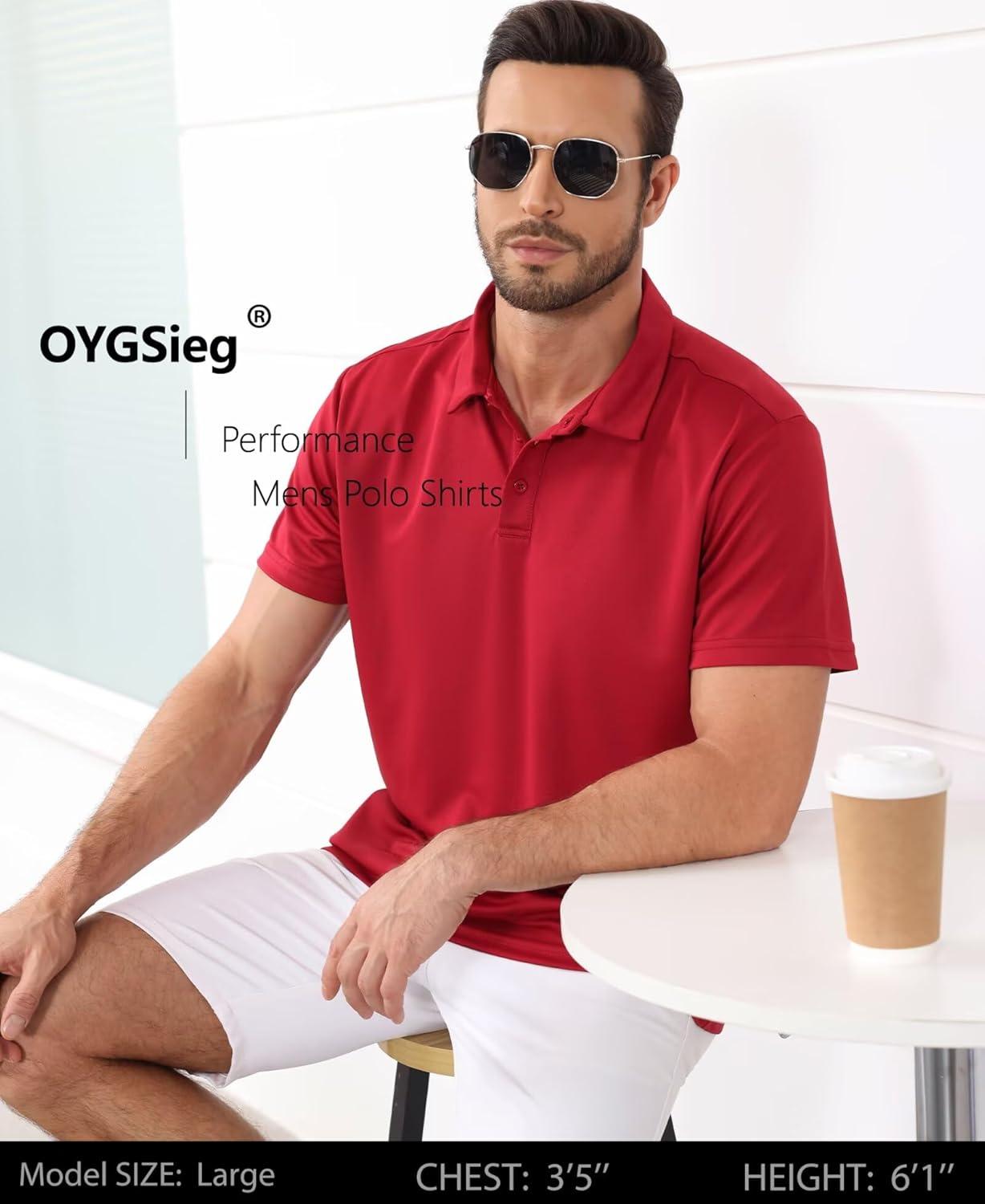 imageOYGSieg 5 Pack Mens Polo Shirts Golf Shirts for MenBlack Navy Red Army Green Sky Blue