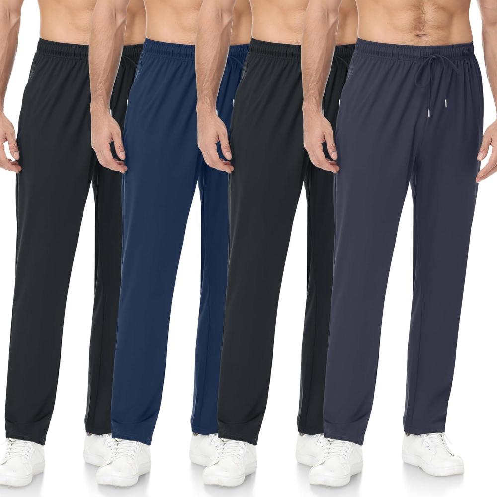 imageOYGSieg 4 Pack Mens Athletic Sweatpants with Zipper Pockets Track Pants Joggers for Men Lightweight Casual Hiking PantsNavyDark GrayBlack2