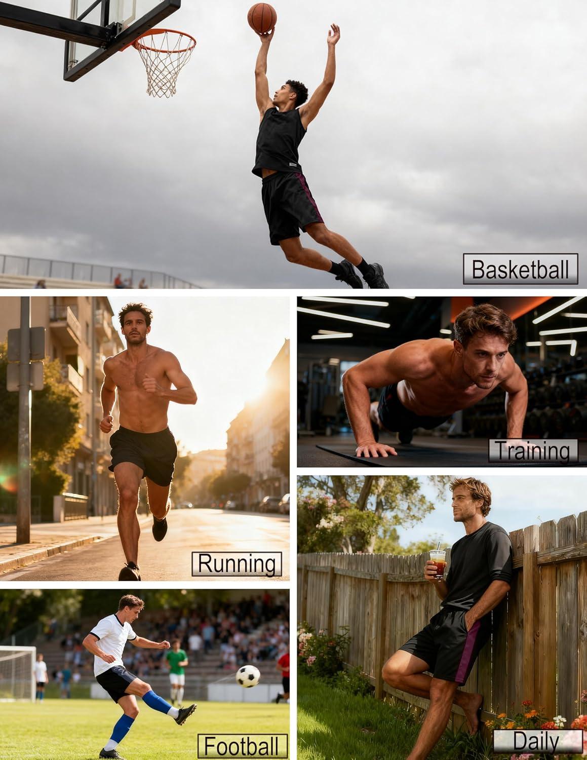 image:imageOYGSieg 6 Pack Mens Mesh Athletic Basketball Shorts Gym Shorts with Pockets Quick Dry Workout Running Shorts Casual for MenSetc