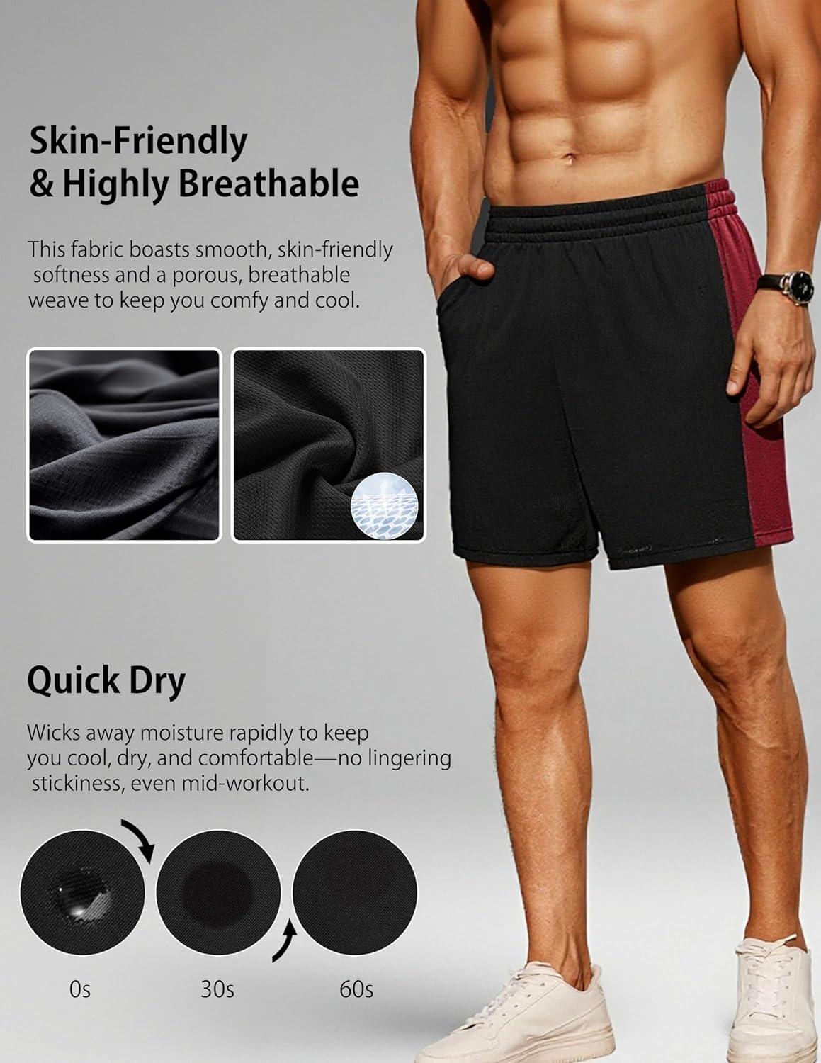 image:imageOYGSieg 6 Pack Mens Mesh Athletic Basketball Shorts Gym Shorts with Pockets Quick Dry Workout Running Shorts Casual for MenSetc