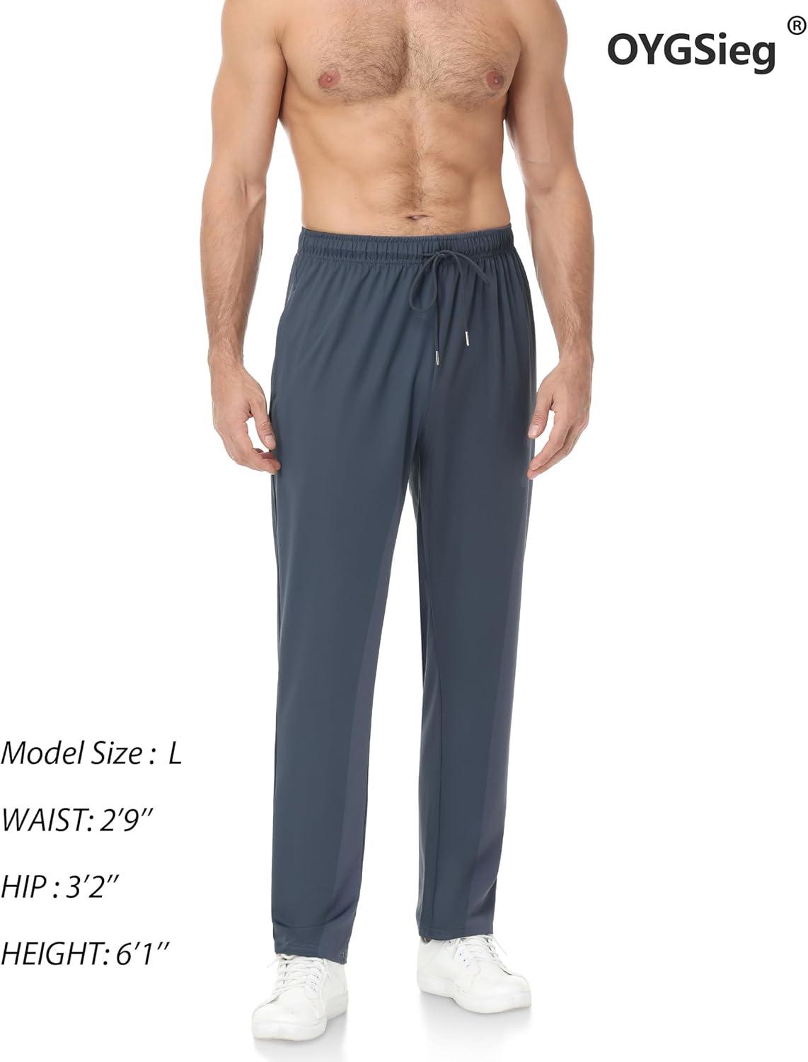 image:imageOYGSieg 4 Pack Mens Joggers with Zipper Pockets Open Bottom Sweatpants for Men Lightweight Track Pants for Casual HikingNavyDark GrayBlack2