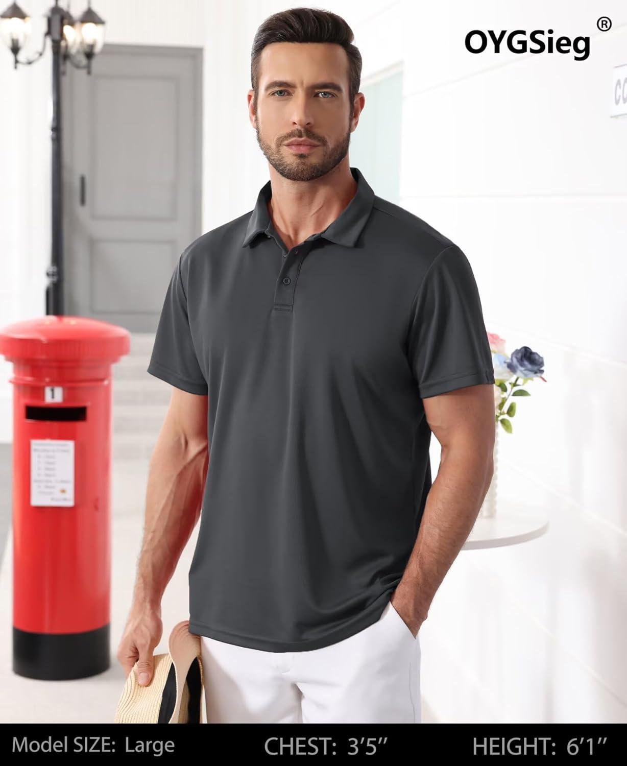 image:imageOYGSieg 5 Pack Mens Polo Shirts Golf Shirts for MenGray2 BlackBlueWhite