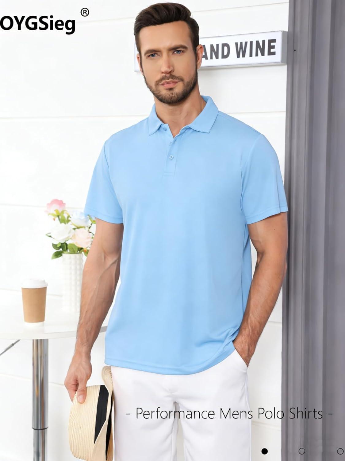 image:imageOYGSieg 5 Pack Mens Polo Shirts Golf Shirts for MenGray2 BlackBlueWhite