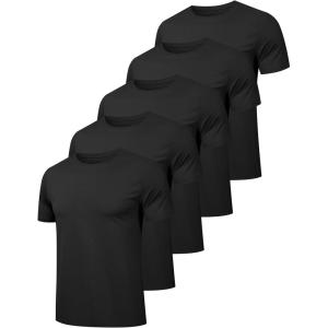 OYGSieg 6 Pack Workout Shirts for Men Short Sleeve Athletic Active Tops Quick Dry Crew Neck T Shirt for Running(5 Black)