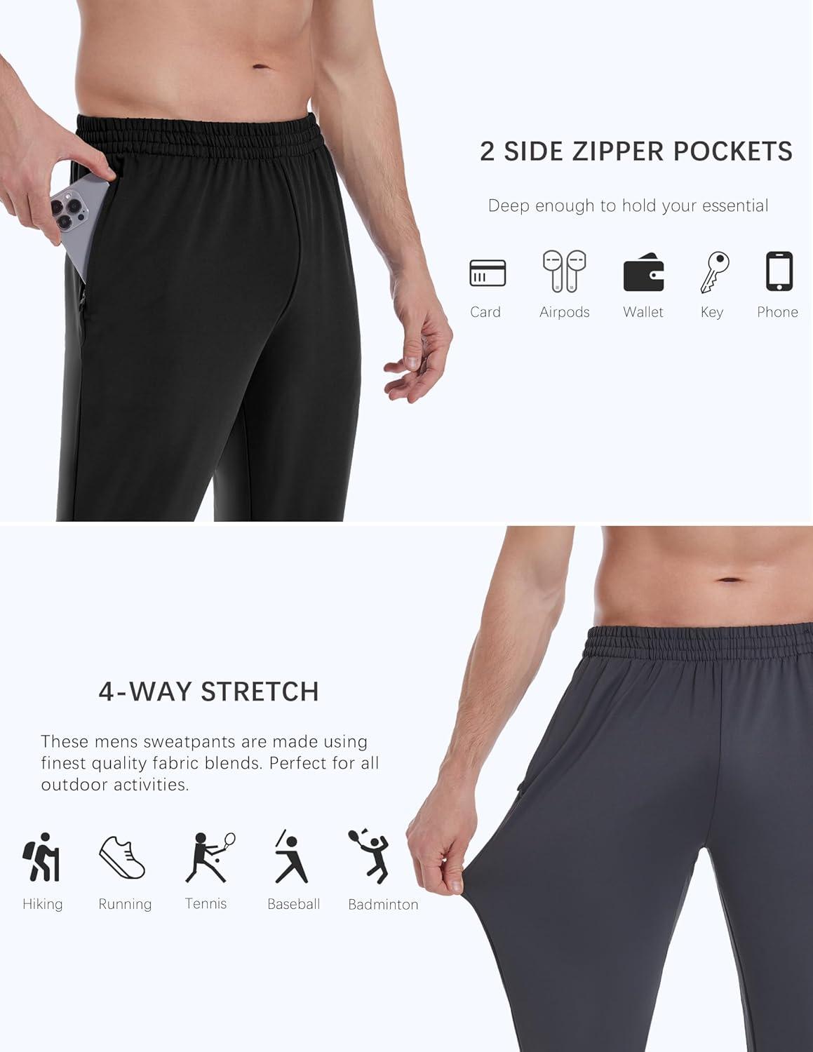 image:imageOYGSieg 4 Pack Mens Athletic Sweatpants with Zipper PocketsQuick Dry Jogger for MenWorkout Casual Hiking Track Pants MenNavyDark GrayBlack2