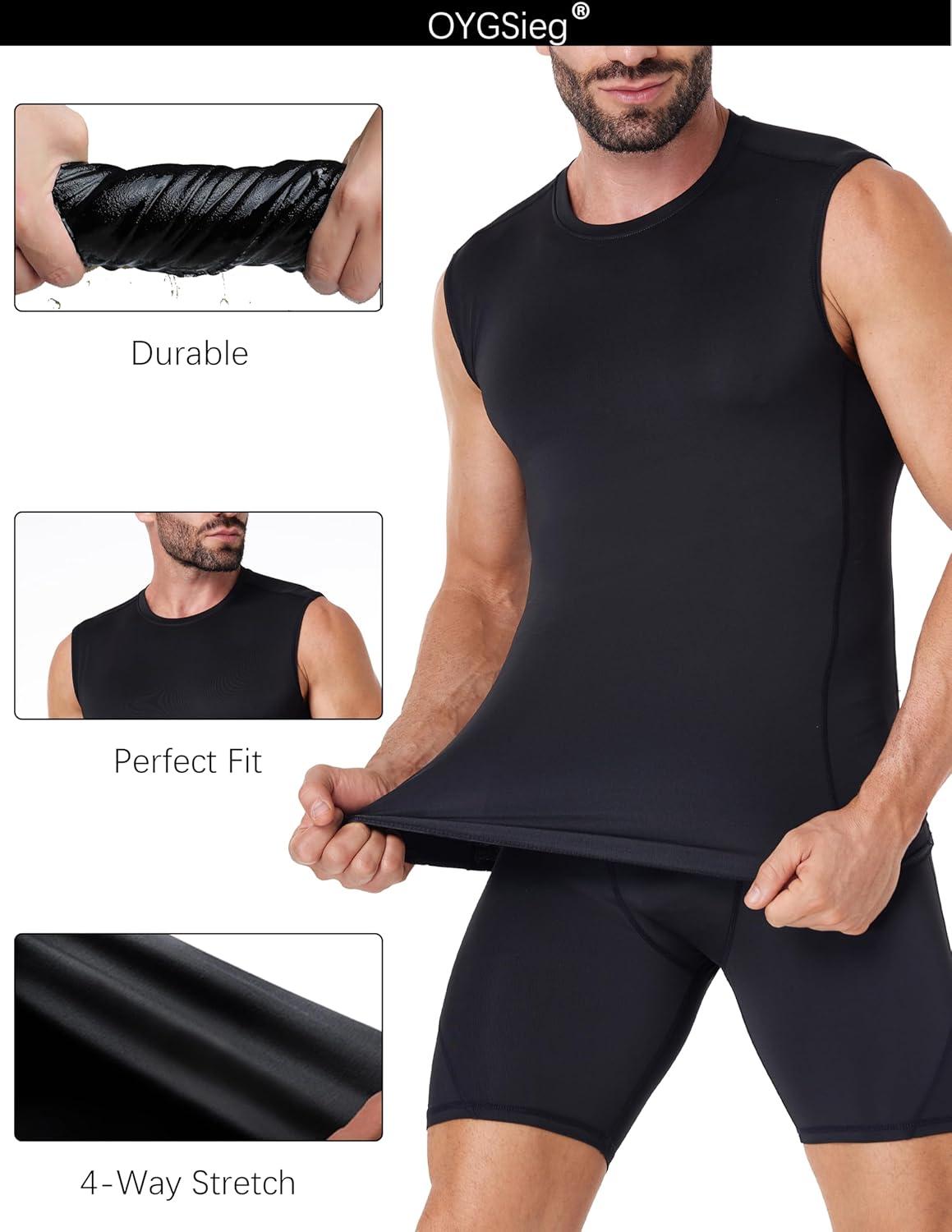 image:imageOYGSieg 56 Pack Mens Athletic Compression Shirts Sleeveless Tank Top Base Layer Sports Workout Shirts for Basketball5 Black