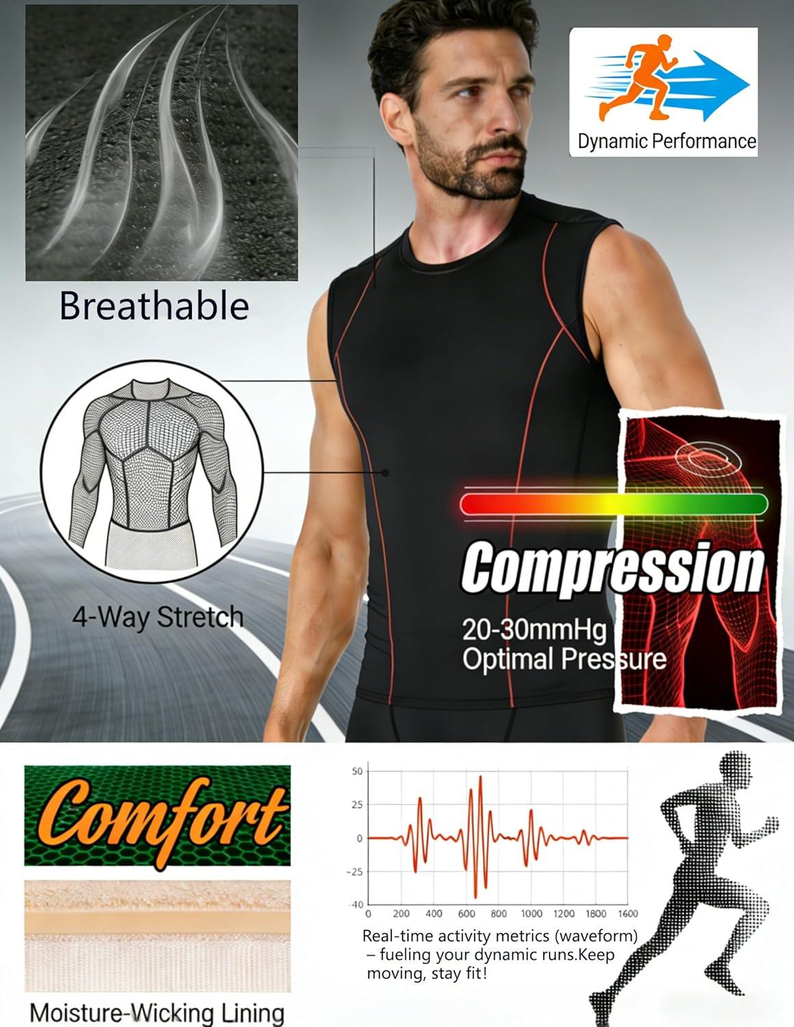image:imageOYGSieg 56 Pack Mens Athletic Compression Shirts Sleeveless Tank Top Base Layer Sports Workout Shirts for Basketball5 Black