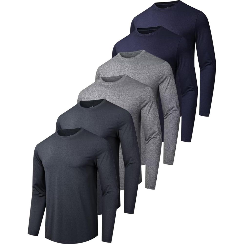 image:image67 Pack Mens Quick Dry Long Sleeve Shirts UPF 50 UV Sun Protection SPF Shirt Moisture Wicking TShirt for Casual Workout2black2grey2dark Grey6 Pack