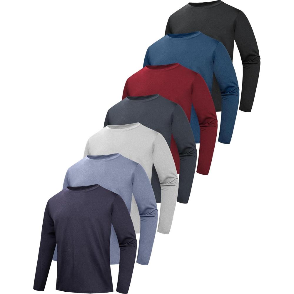image:image67 Pack Mens Quick Dry Long Sleeve Shirts UPF 50 UV Sun Protection SPF Shirt Moisture Wicking TShirt for Casual WorkoutLight BlueGreyBlueHeather BlackRedBlackDark Black